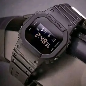 Jam Tangan Pria/Wanit Full Black Strab Rubber Hitam Kaca Stopwatch Wanita