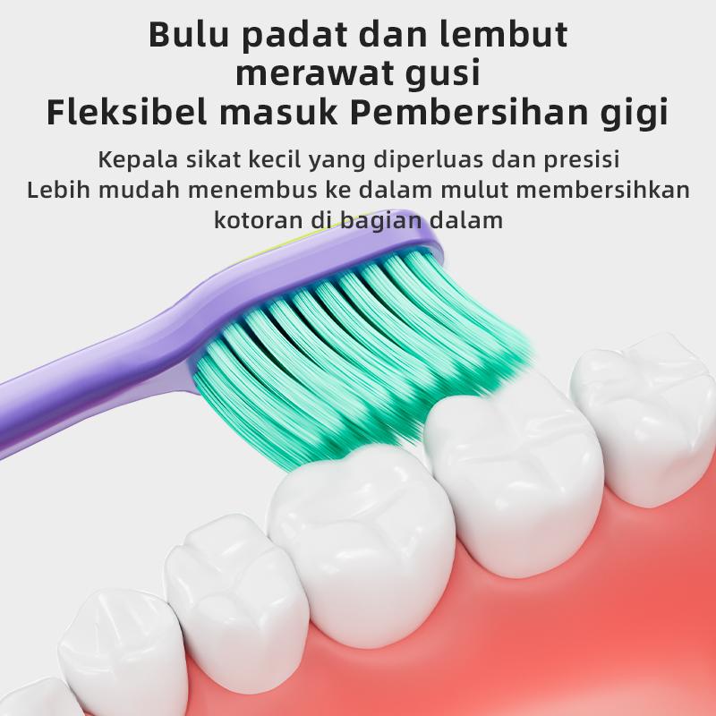 OralGos Sikat Gigi Berbulu Lembut Dopamine Warna Tren Penuh Fleksibel Menembus Efisiensi Pembersihan Ganda Halal