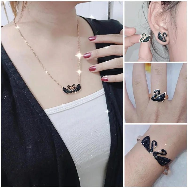 Set Perhiasan Wanita Swan 03,Titanium Anti Karat dan Tahan Lama Premium Quality SS003 0