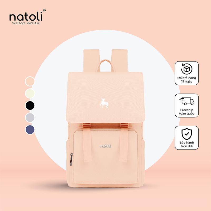 Balo laptop NATOLI nhiều ngăn, đựng laptop, chống nước cao cấp BST Modern Flap Backpack B23