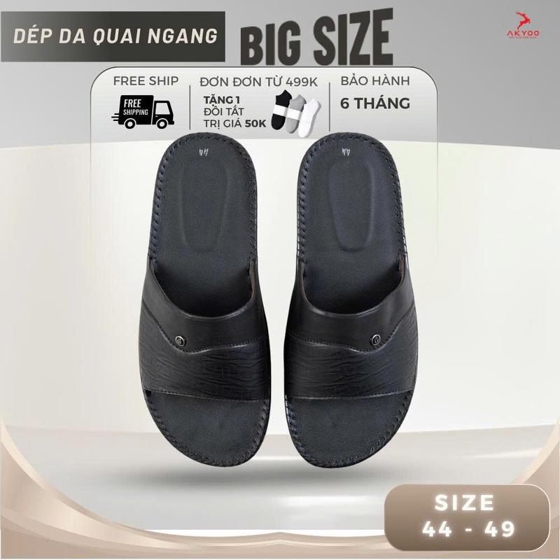  Dép da nam quai ngang big size 44,45,46,47,48,49 đế cao su chống trơn trượt -Mã DL19 - D32Slipper DéP Đế Bằng 
