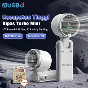 AUSBO Mini Kipas Angin Portable USB Handheld Stand up Desktop Fan Portable Strong Wind 120 Speed Fan Digital Display Adjustable Wind Speed Turbocharged Fan Suitable for Outdoor Space Adjustment and Rapid Cooling Durable and Convenient Fan turbo charger