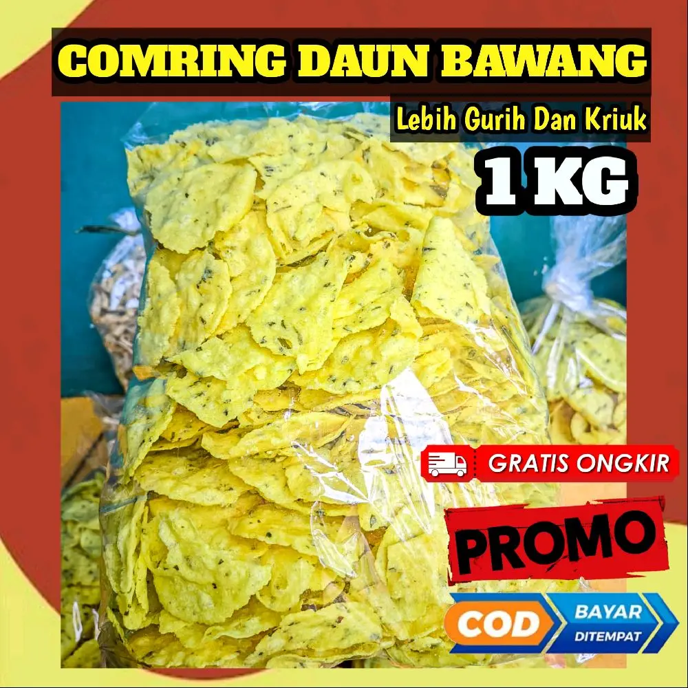 GRATIS ONGKIR 1Kg (COMRING) kecimpring Bawang khas Ciamis best seller Termurah /Cemilan gurih nikmat