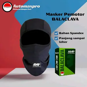 Automaxpro AMP Balaclava Masker Pemotor Helm Facemask Bahan Spandex Premium Nyaman Serap Keringat Melindungi Sinar UV Polos Hitam Cepat Kering Full Face Cover