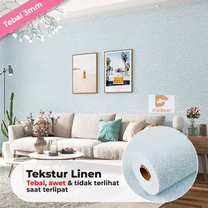 DIDIBEAR Wallpaper Linen Roll | Wallpaper Dinding | Dekorasi Kamar | Sticker dinding uk 50 cm x 280 cm
