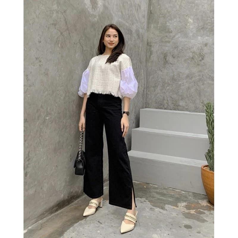 Product Introduction of Kulot Jeans Belah Samping Kulot Jeans Highwaist Eony Boyfriend Kantong Karet Celana Panjang Baggy 2