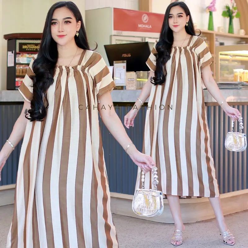 DASTER MURAH DASTER FUJI MOTIF SALUR LENGAN PENDEK BAHAN RAYON BUMIL BUSUI 4