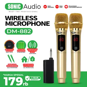 (COD) MIC DM-882 GOLD EDITION Sonic Audio Profesional Mikrofon  Untuk Kebutuhan Acara Kantor Meeting Conference & Karaoke Profesional Mikrofon Wireless Microphone
