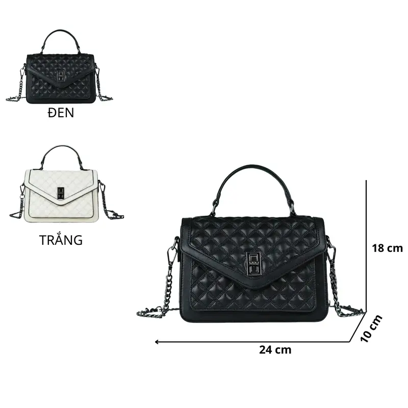 Túi Xách Nữ Công Sở Sang Chảnh ,7 Ngăn Túi Đeo Chéo Đeo Vai Khóa Xoay Phối Dây Xích ,Đi Tiệc Đi Làm Đi Chơi - JN01 Bag Lady Kem 8