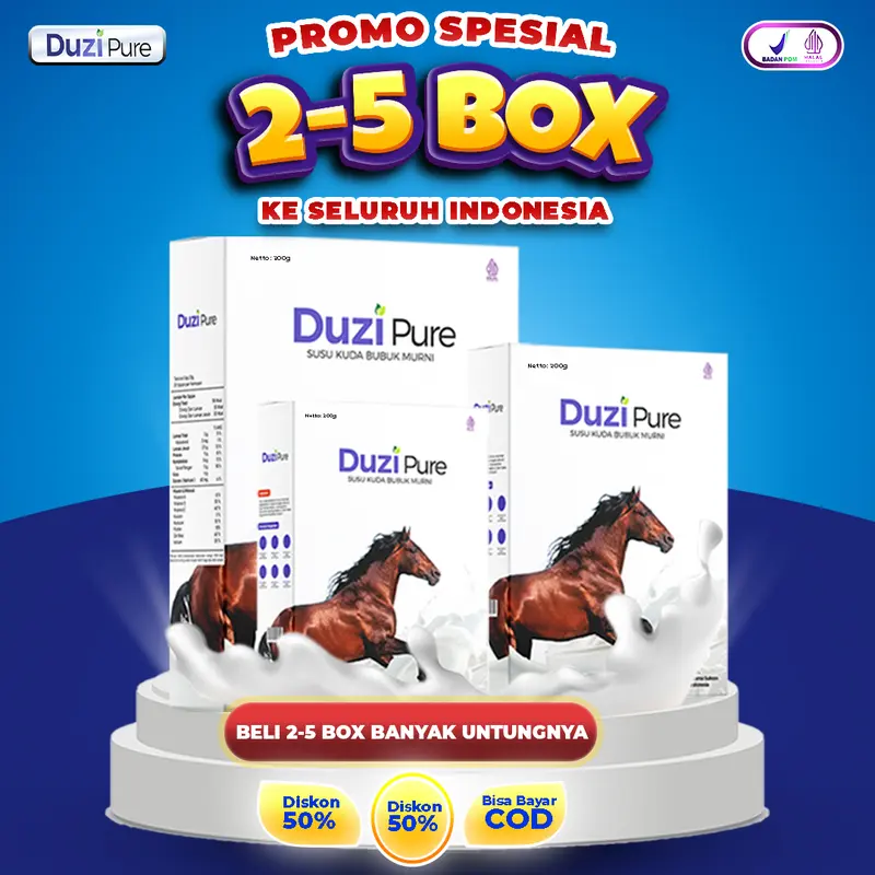 Duzi Pure Susu Kuda Bubuk dengan Herbal - Paket 5 Box 1
