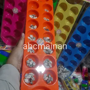 congklak plastik bening dan biji kerang plastik