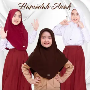 Paket Hemat 3 Pcs Hijab Anak SD Bergo Hamida Anak Hijab Basic Jersey Premium Muslim Instan Kerudung Sekolah Tidak Serut Hitam Putih  Syari