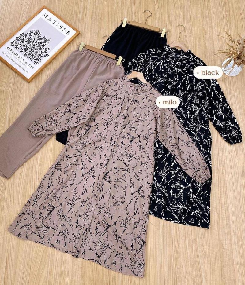 Product Introduction of HSN- Set Tunik Laveta-Tunik Rayon Premium dengan Lengan Karet dan Kancing Aktif - Kulot, Muslim, Kerah, Celana, Motif, Setelan, Atasan, Airflow 9