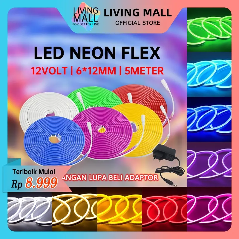 Lampu LED Neon DC 12V 5 Meter / Flex Selang Kualitas Super