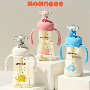 Momosee PPSU Botol Susu Dot Straw Botol Minum Training Cup Anak Anti Tumpah Botol Susu 300ML BB49