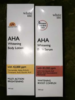 Product Review of [100ml] WHITE INC AHA Body Lotion to Whitening & Moisturising | Hand Body Lotion Pencerah Mencerahkan Melembabkan Sebagai Body Booster |  Arbutin, Glycolic, Niacinamide from 🅰**🅽 🆂**🅰 🅰** 0