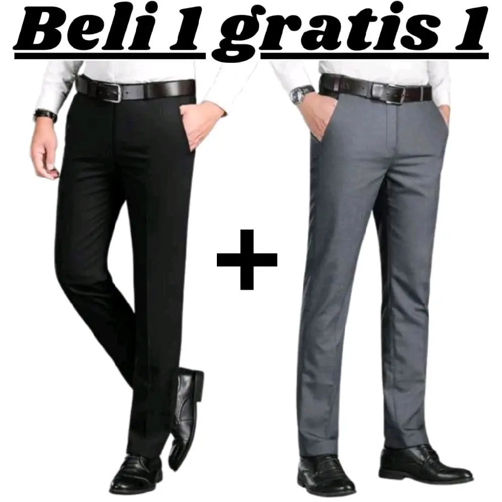 celana formal pria beli 1 gratis 1 / celana panjang pria isi 2 pcs / celana slimfit pria