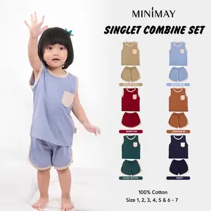 Setelan Piyama Kaos Anak Singlet Set Kutung Sleeveless Combine Two Color Maysara