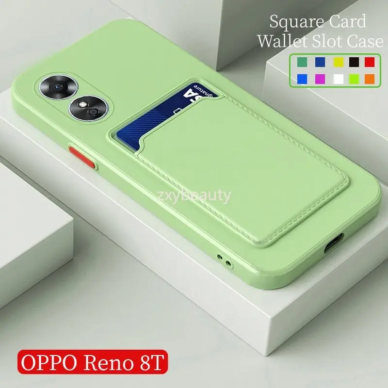 For OPPO Reno 8T 5G Reno8T 4G Phone Case Camera Square Card Slot Wallet Casing For OPPO A78 A17 Silicone Soft Case Protetction cases Back Cover
