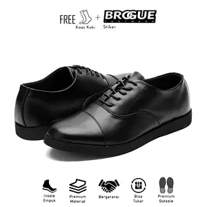 BROGUE SEPATU WINGTIP HITAM PRIA SEPATU FORMAL KERJA KANTOR PANTOFEL CASUAL Shoes Kasual Kasual Black Rubber Manis Formal Shoes