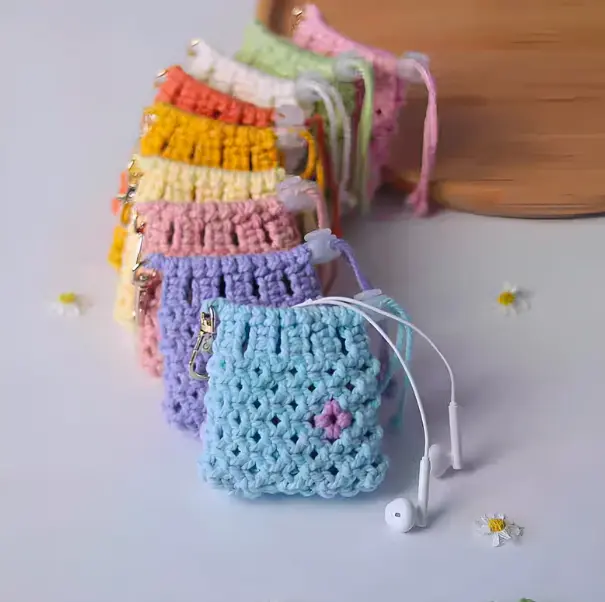 Pastel Bliss Macrame Handmade Pouch Warna Pastel Lucu Gemas