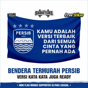 (COD) BENDERA TERMURAH PERSIB BANDUNG VERSI KATA KATA MINI FLAG MURAH PERSIB BANDUNG BOBOTOH PARARUNTEN ASIA LEVEL CLUB FREE STICKER