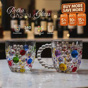 Gelas dan Mug Kaca Tebal dengan Desain Bubble Warna Warni Motif Retro Unik dan Elegan
