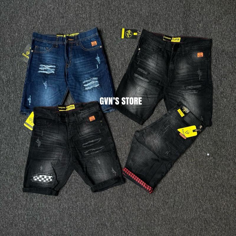 SiZE 28-33 [COD+GRATIS ONGKIR]Celana pendek Black viper terbaru motif catur slimfit denim distro santay starboy Jeans Tebal Lembut Stretch Pria Cowok Santai  Keren denim outfit 1
