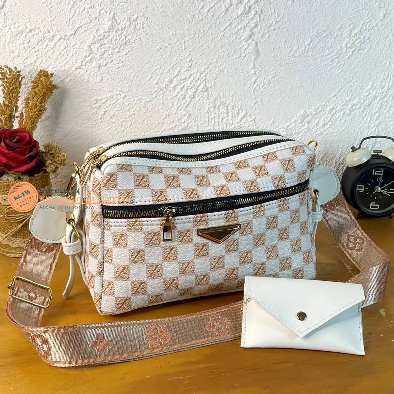 [LOKAL PREMIUM] NEW TAS SELEMPANG PILLOW 3 RUANG  MOTIF KULIT KOTAK PU TERBARU//FASHION WANITA KEKINIAN 1
