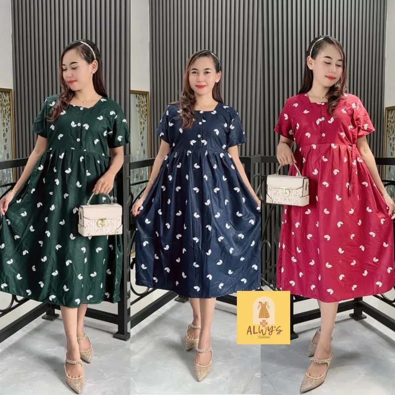 Daster Qween Kain Rayon Premium Grade A Busui Kancing Dress Wanita  Bumil Baju Santai 0