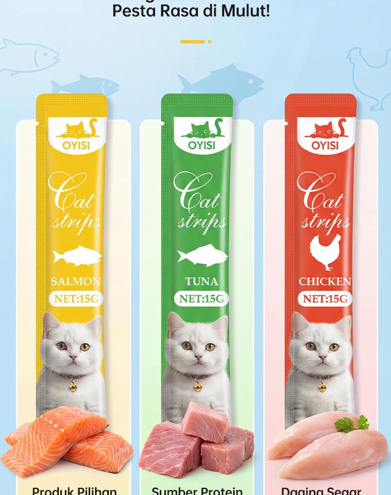 10pcs/20pcs/50pcs/100pcs Makanan Kucing Basah/Wetfood Cemilan Stik/Pet Strip Kucing-3
