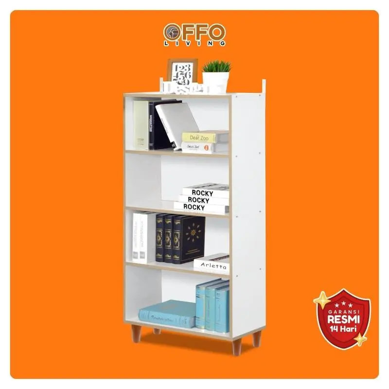 Offo Living - Rak Buku 4 Susun Minimalis - Rak Serbaguna 4 Susun BC
