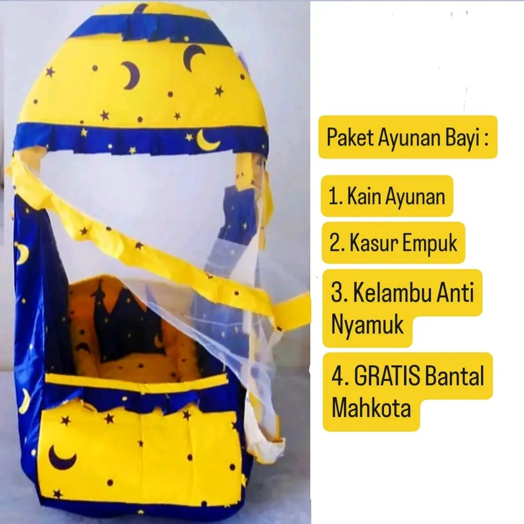 Paket Hemat Ayunan Bayi Gratis Bantal Mahkota / Ayunan Karakter / Ayunan Gantung Kasur Kelambu Nyamuk