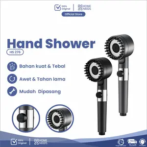 Hand Shower On Off Silikon / Shower Kamar Mandi ABS 3 Mode / Shower Hujan / HS-276+HS-277 Abu Air Hitam Doff Tanpa Selang shower