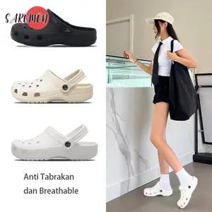 SAROMON Sandal Wanita Kasual Sendal kodok Anti Selip Classic Clog EVA Terbaru Putih