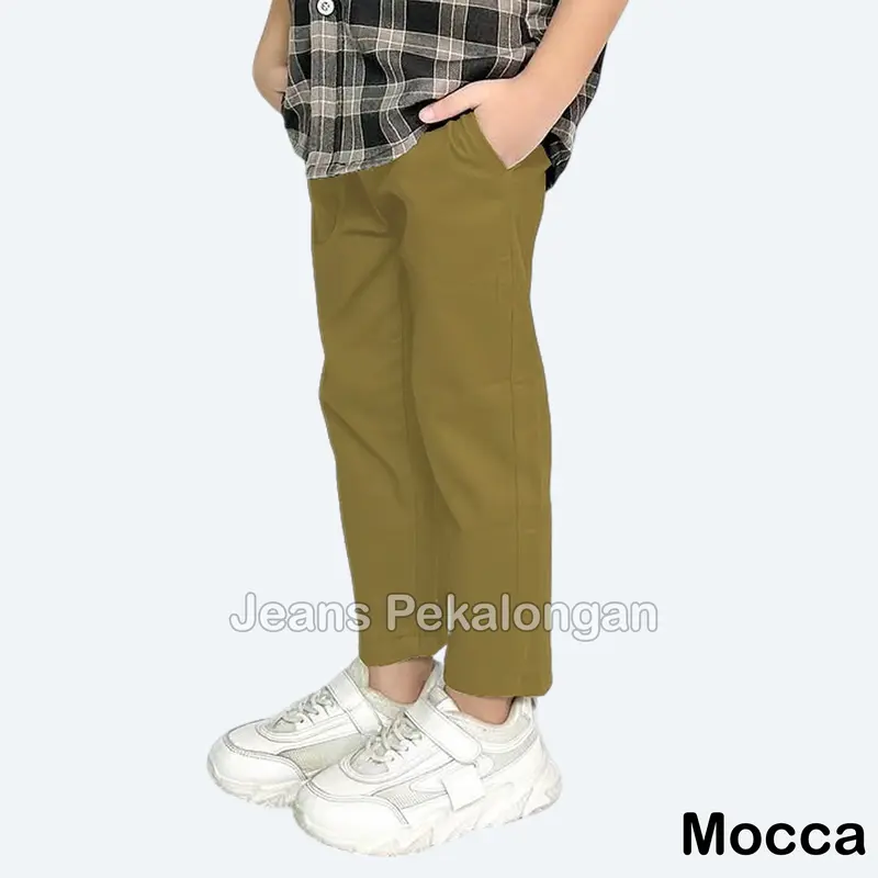 Celana panjang Chino anak laki-lakiusia 1-13 tahun twill stretch slim fit combed kids unisex Katun Cotton 5