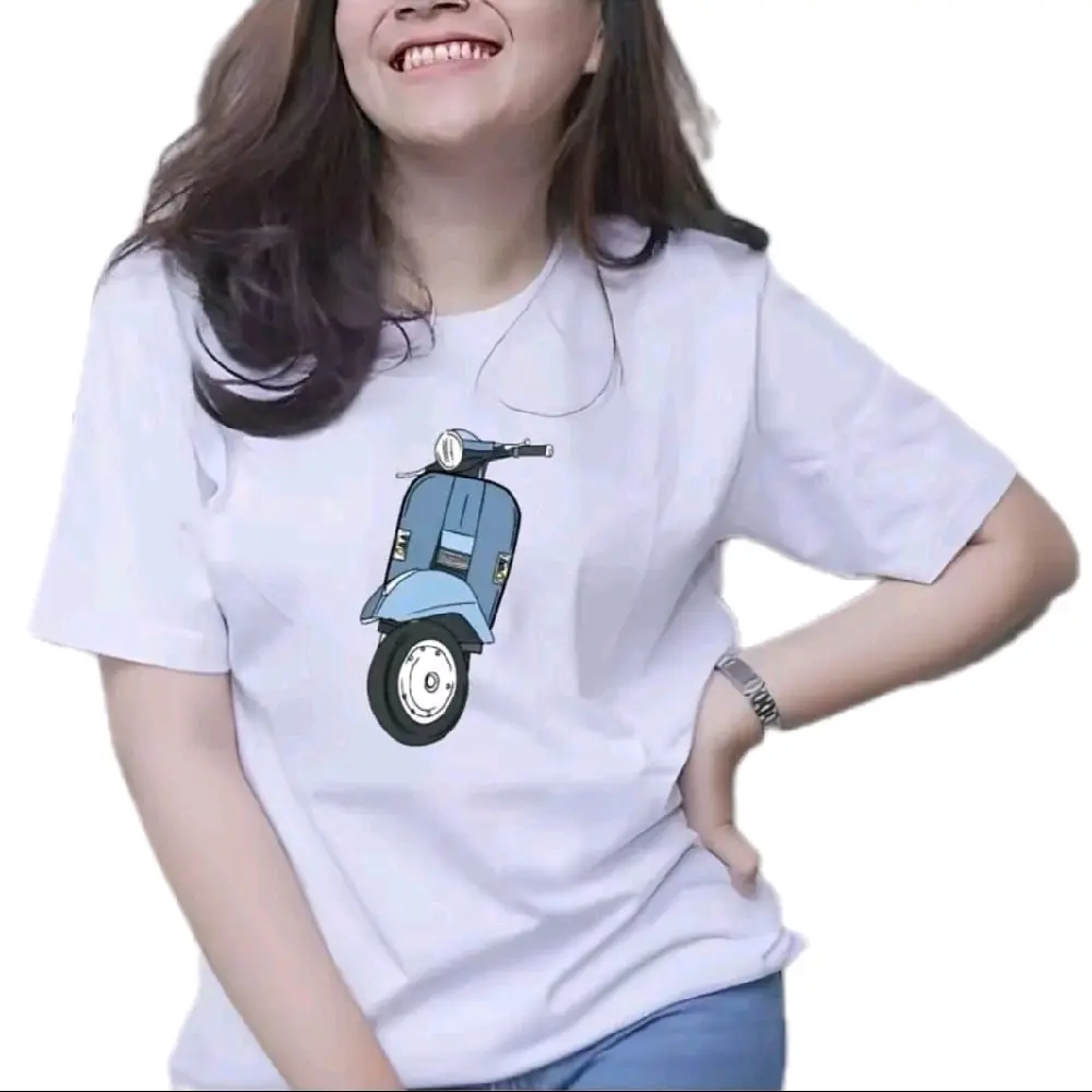Kaos distro wanita basic Dtf print kaos oblong cewek santai|bike Atasan Pendek