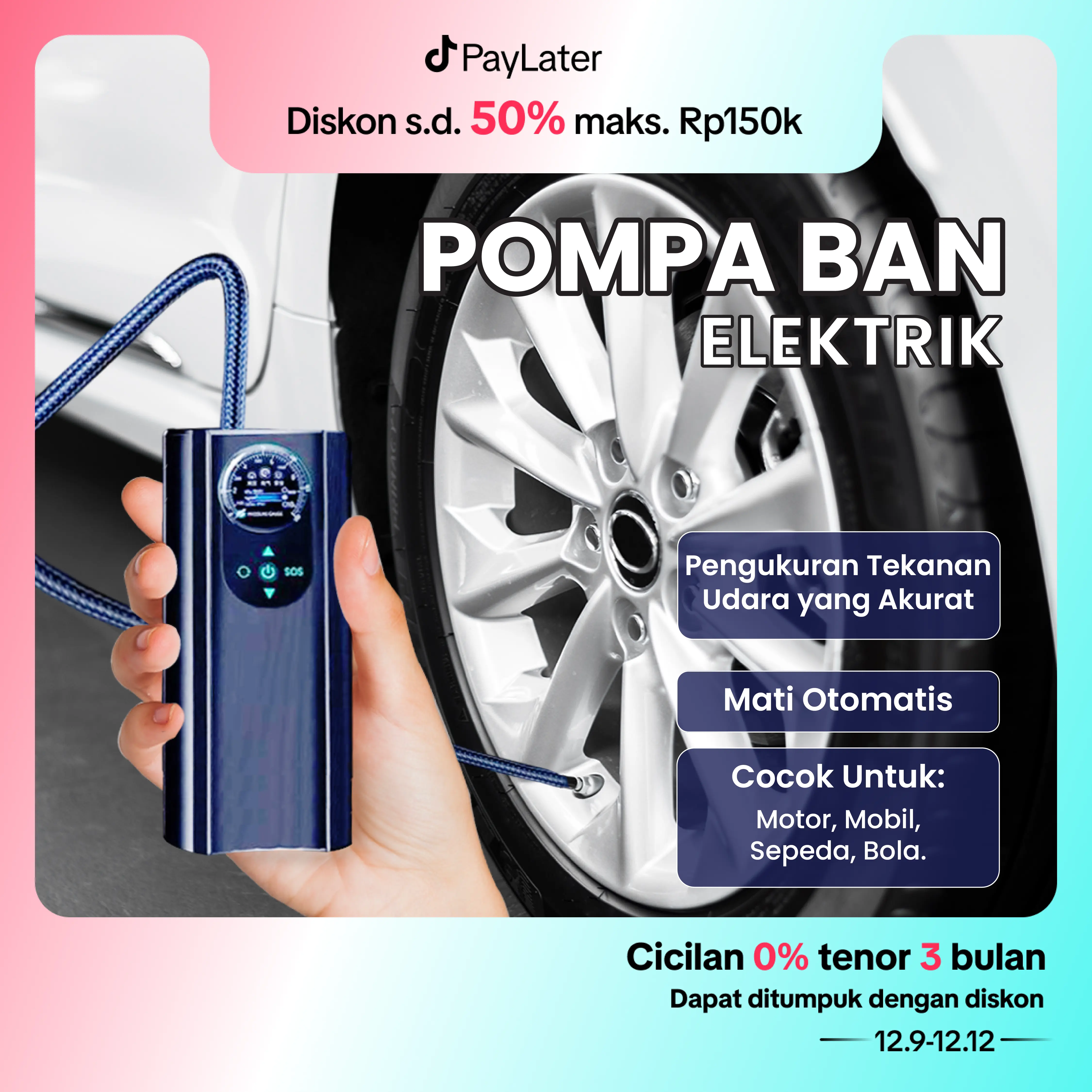 Pompa Ban motor dan mobil elektrik portable