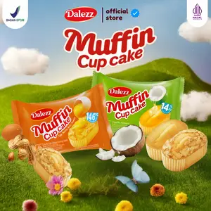 Dalezz Muffin Cup Cake 2 Varian Rasa Coconut (Kelapa) & Egg With Peanut (Telur dengan Kacang) | Halal Lembut & Manis Isi Hingga 18 Pcs