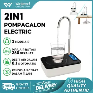 Winland Pompa Air Galon Meja 2In1 360 Deraja Pompa Air Galon Elektrik Otomatis Rechargeable