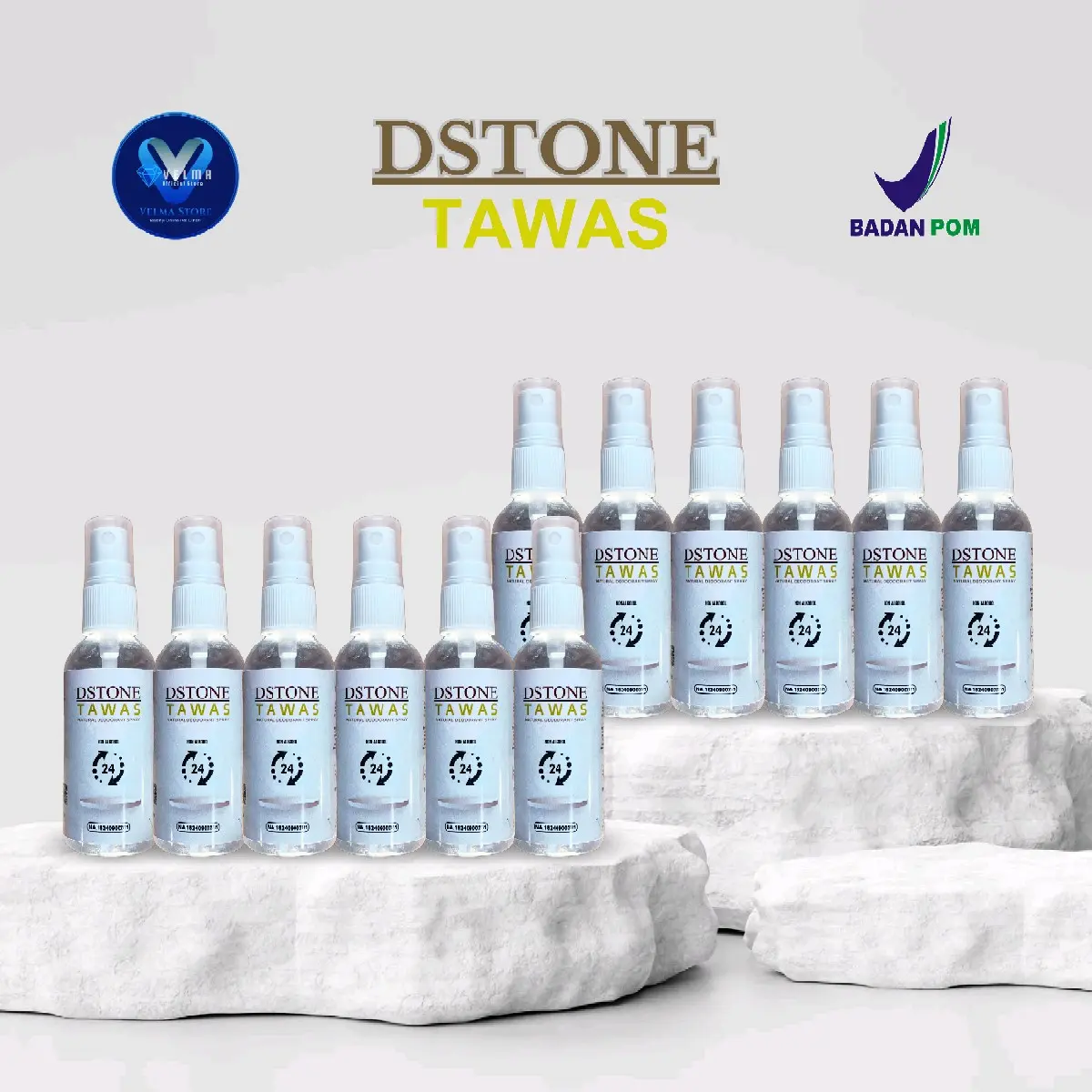 dstone tawas  Deodorant anti Bau Ketiak dan Tubuh paket isi 12pcs Memutihkan Organic 24 Months anti bakteri