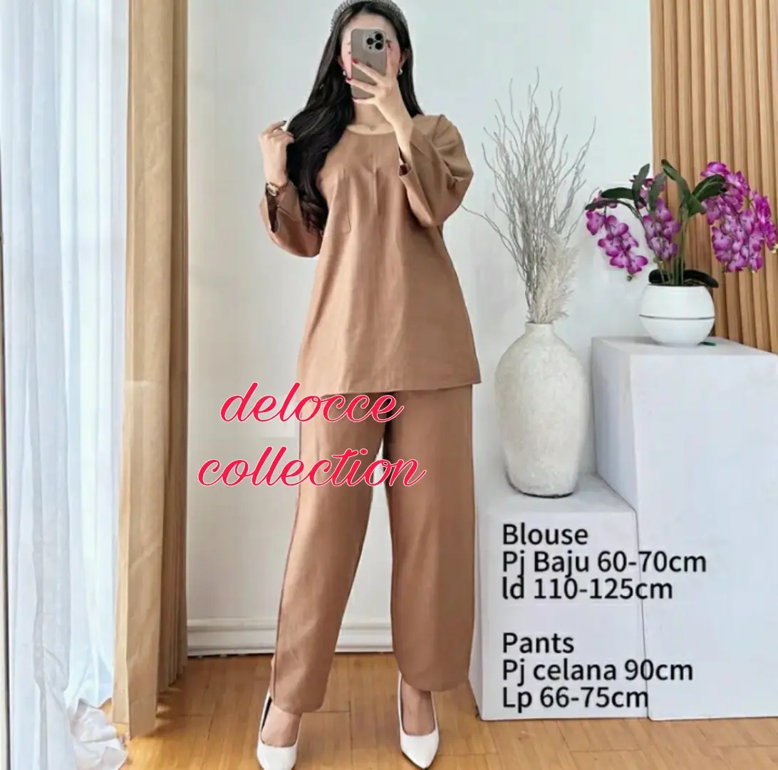COZIE NEW SET CELANA PANJANG 90 CM,Setelan Wanita Kekinia, Modis Terbaru Ternyaman Katun Linen Premium TERLARIS One Set Murah