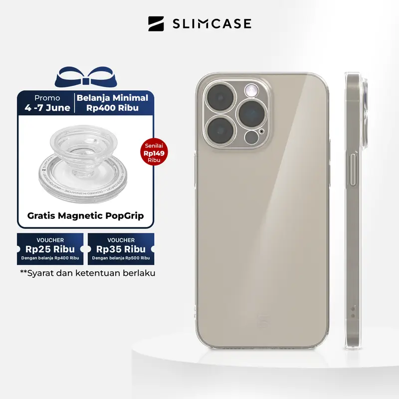 Slimcase Classic 2 Casing Transparan - Case iPhone untuk iPhone 15 Series - ketebalan 0,5mm, anti sinar UV, anti menguning, desain minimalis dan elegan 0
