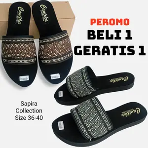 Beli 1 Geratis 1, Sandal wanita Selop Datar kekinian Terbaru,Sandal kokop wanita yang paling laris
