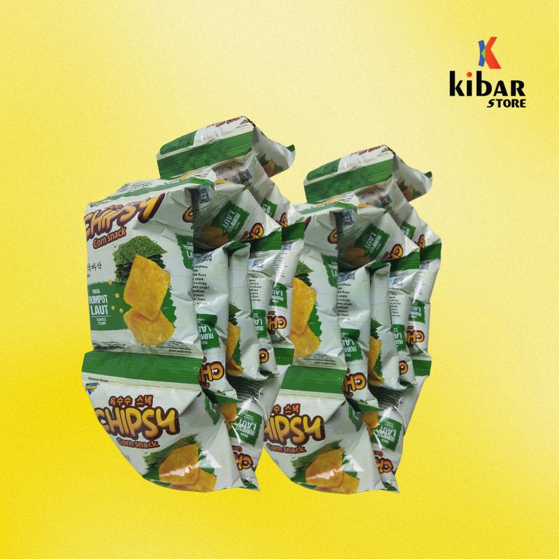 CHIPSY CORN SNACK BARBEKIU LADA HITAM DAN RUMPUT LAUT ISI 10 PCS PER PACK 8