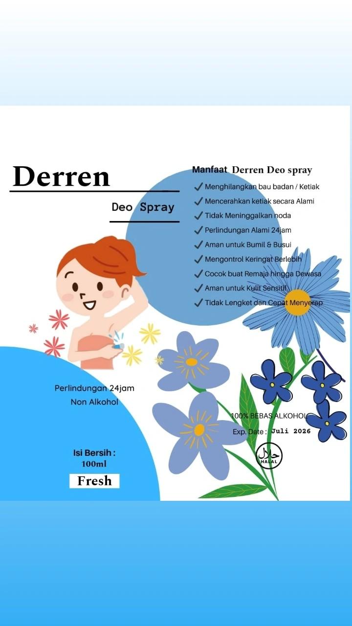 - BUY ONE GET 1 DERREN DEODORANT SPRAY 100% NON ALKOHOL Bau Ketiak