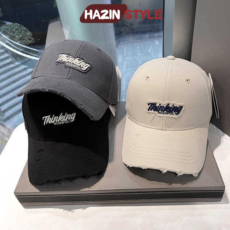 Mũ lưỡi trai HAZIN thêu chữ Thinking form cứng nón lưỡi trai thời trang nam nữ chất vải kaki cao cấp phong cách Hàn Quốc