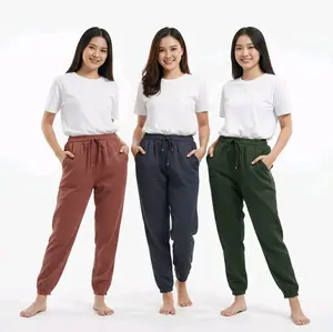 Celana Luna Jogger Kondru Jumbo Wanita Celana Santai Olahraga Bahan Kondru Adem Ringan Dengan Karet Di Bagian Bawah Dan Saku Aktif