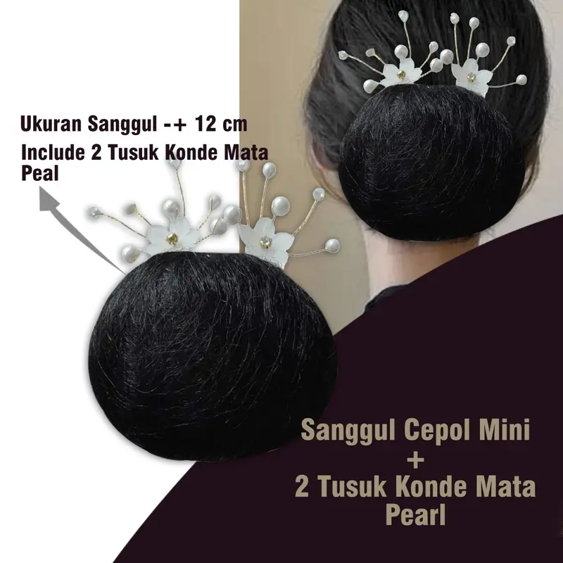 Sanggul Rambut CEPOL MINI + 2 Tusuk Bunga Mata Pearl 0