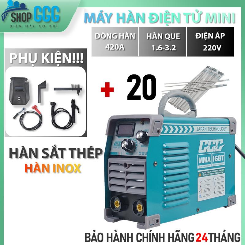 { BH 2 NĂM} Máy hàn mini, máy hàn điện tử chính hãng MMA420, hàn kéo que 1.6-3.2 | BỘ PHỤ KIỆN ĐẦY ĐỦ | Hàn được que inox - Dòng hàn ổn định - Tiết kiệm điện